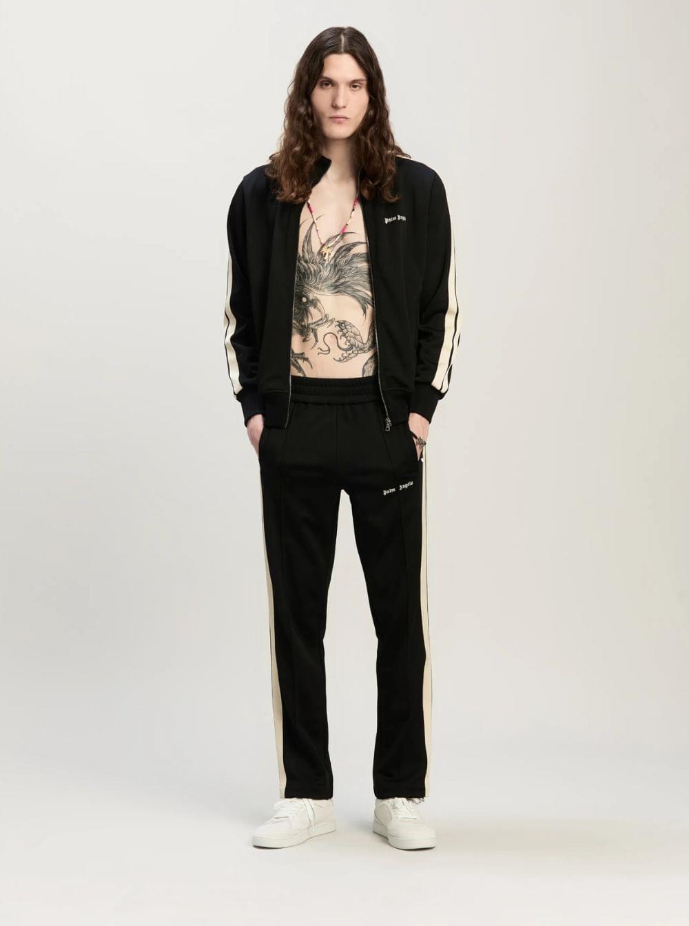 Palm Angels Men 'Classic Logo' Black Sweatshirt With Logo Printed On The Front In Tech Fabric Man