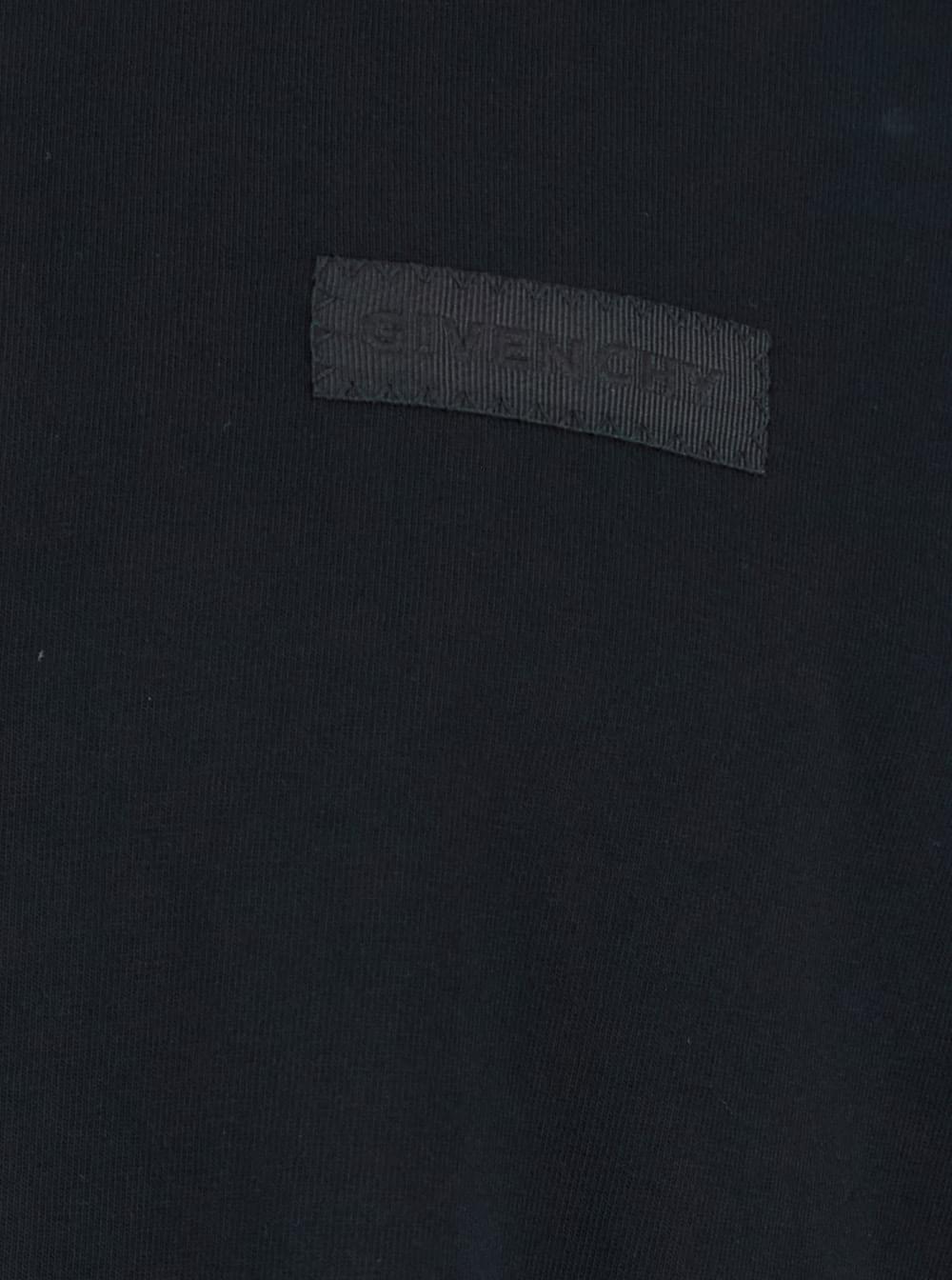 Givenchy Men Black Crewneck T-Shirt With Logo Patch On The Front In Cotton Man