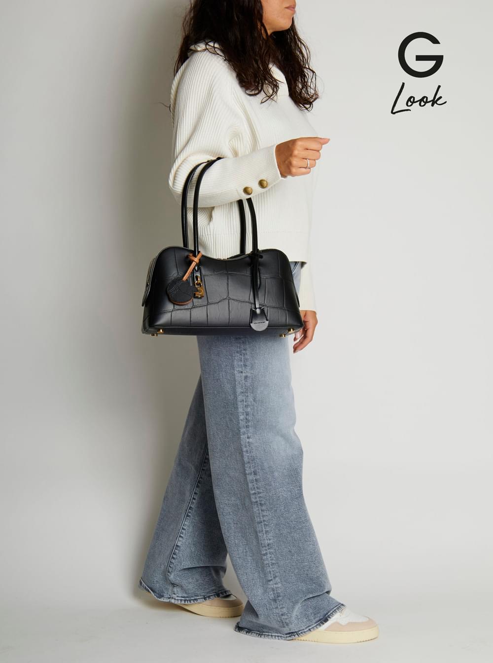 Stella Mccartney Women 'Ryder' Black Medium Handbag With Padlock Detail On The Front And Two Top Handles In Ecoleather Woman