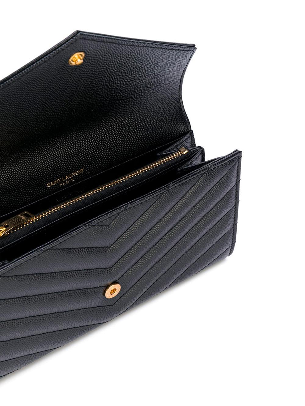 Saint Laurent Women Cassandre Matelassé Large Flap Wallet In Grain De Poudre Leather