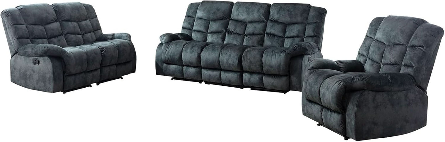 Grey Manual Reclining Living Room Set With One Seat Recliner And 3 Seat Sofa