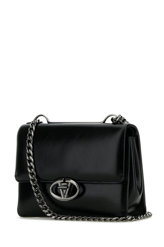 Valentino Garavani Women Black Leather Small Vlogo Shoulder Bag