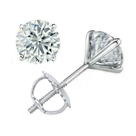 2.15 Ct Diamond Stud Earrings Natural Round Real 14k White Gold Martini F-G/I1