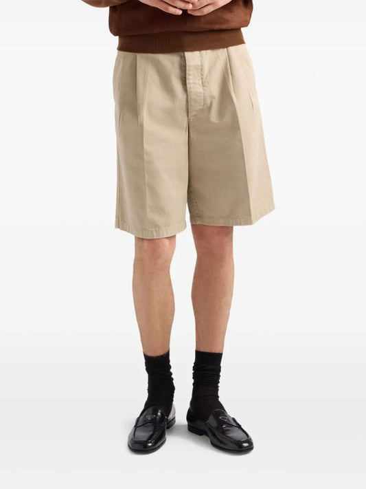 Prada Men Vintage-Effect Cotton Bermudas