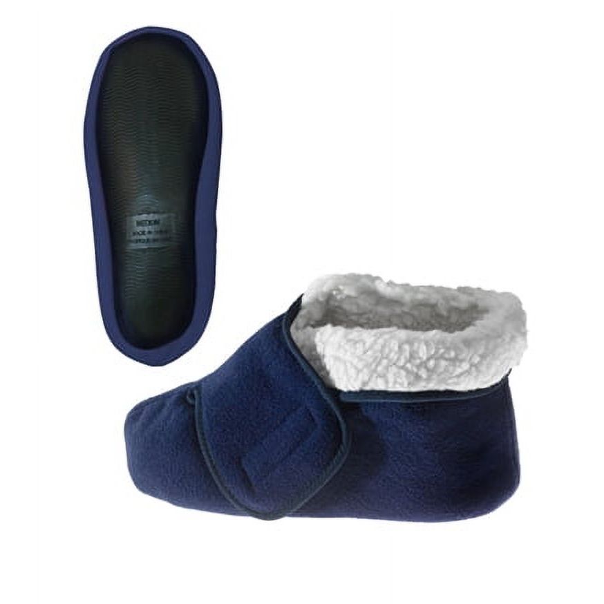 Silvert s Men’s & Women’s Extra Wide Soft Fleece Diabetic Bootie Slippers For Seniors XS Navy