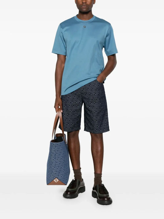 Fendi Men Ff Jacquard Denim Shorts