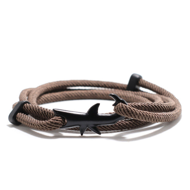Nylon Rope Chain Luxury Bracelets For Women And Men Ocean Shark Charm Bracelet Popular Jewelry Anchor Bracelet Style