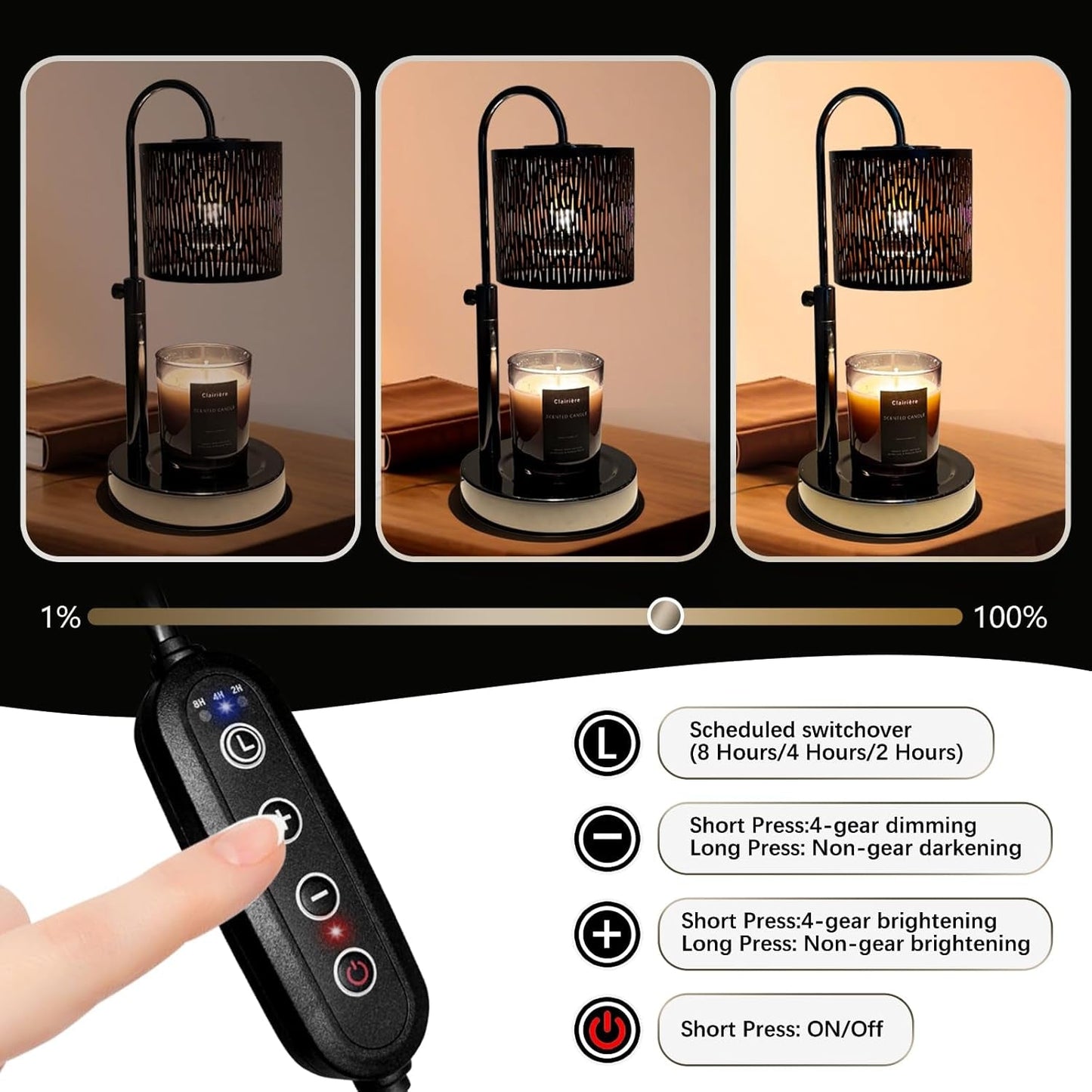 Electronic Candlelight Warmer Lamp With Timer Dimmer