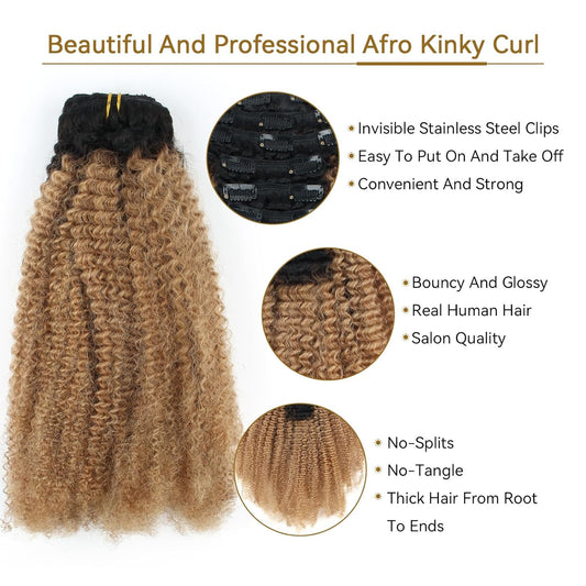 RIO KINKY GOLD CLIP IN HAIR EXTENSIONS