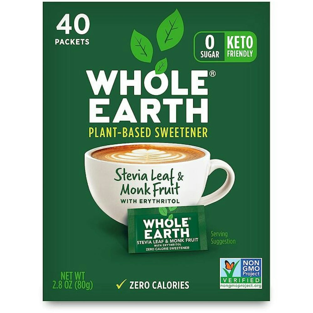 Whole Earth Stevia & Monk Fruit Packets 40Ct