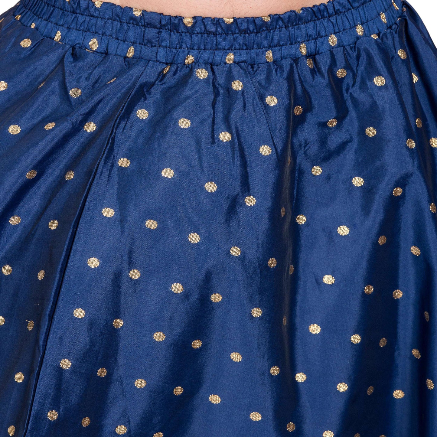 PAVONINE Navy Blue Color Golden Zari Work Satan Fabric Maxi Skirt For Women