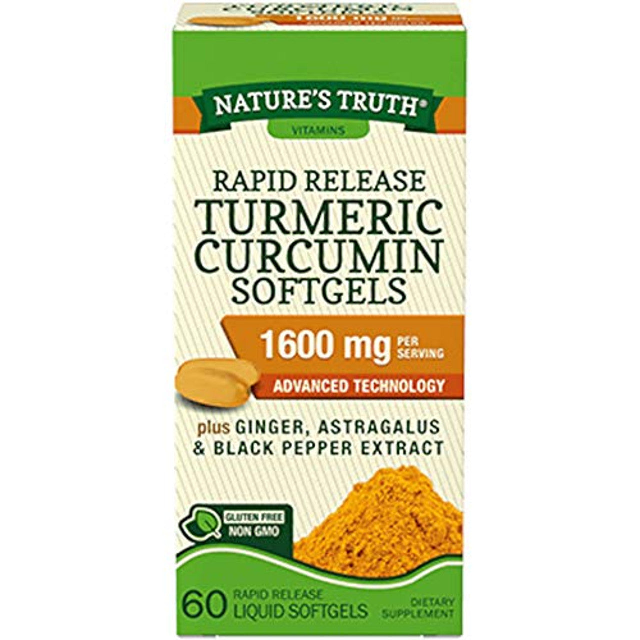 Nature's Truth Rapid Release Turmeric Curcumin 60 Softgels