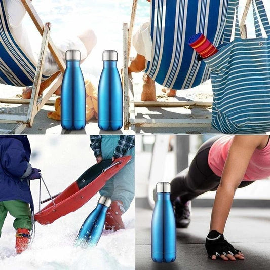 350/500/750/1000ml Double Wall Stainless Steel Water Bottle Thermos Bottle Keep Hot and Cold Insulated Vacuum Flask Sport Stainless Steel Double Wall Insulated Water Bottle for Travel