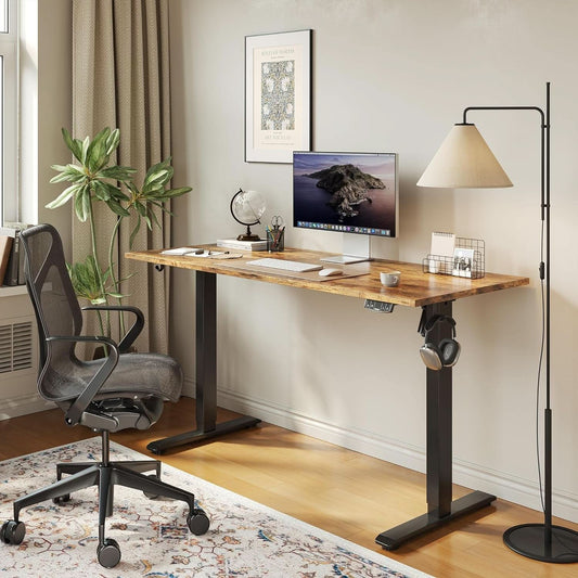 Electric Standing Desk 48x24 Height Adjustable With Memory Presets Rustic Brown