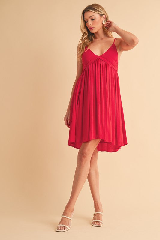 New Summer Ruched Plunge Mini Cami Dress For Women