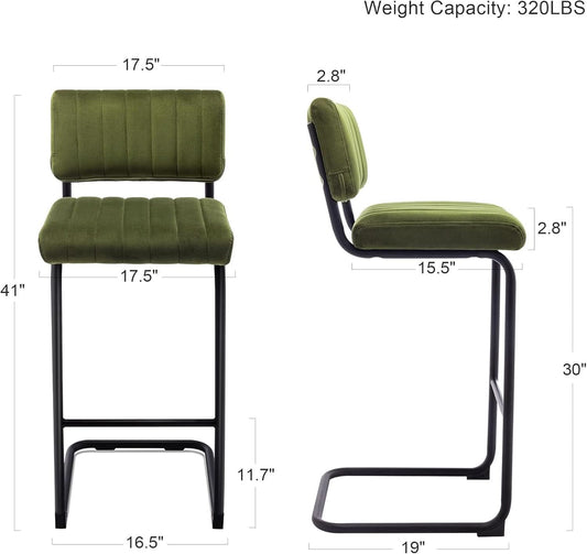 30 Inch Velvet Tufted Bar Stools Set of 2 Kitchen Island