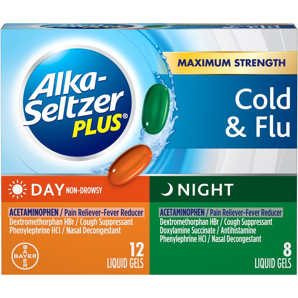 Alka-Seltzer Plus Day & Night Cold & Flu Relief, 20 Liquid Gels (Combo Pack)
