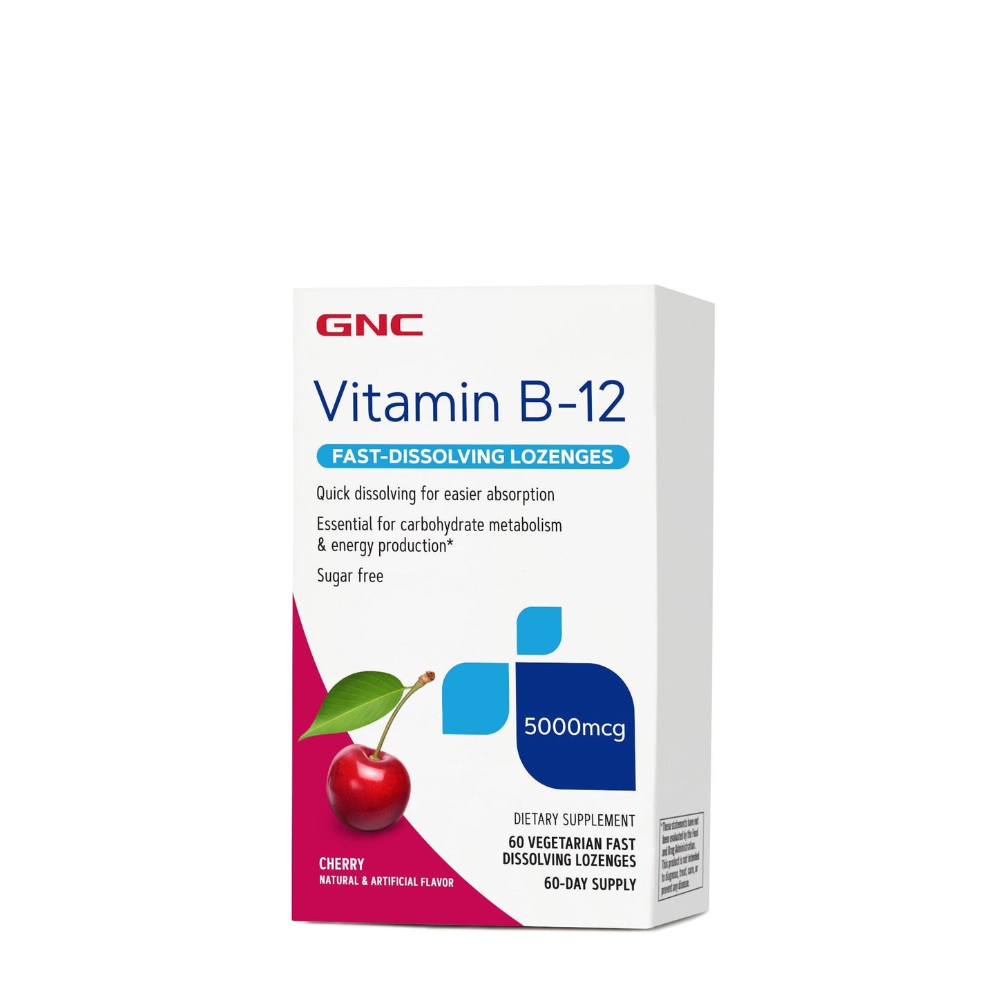 GNC Vitamin B-12 5000 mcg, Cherry, 60 Lozenges