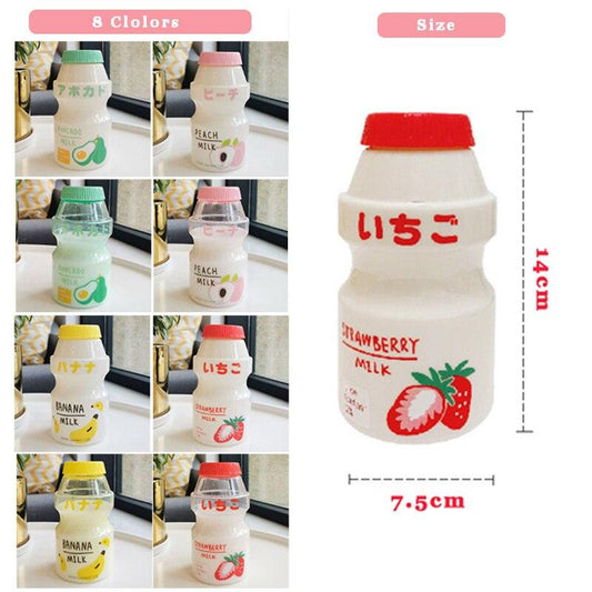 480ml Plastic Water Bottle Tour Drinking Bottle Shape Cute Lovely Milk Carton Shaker Bottle for Kids / Girl /Adult Glass Fruit Water Bottle Without 480ml BPA Pretty Water Bottles of Strawberry Milk Heat Resistant Water Bottles