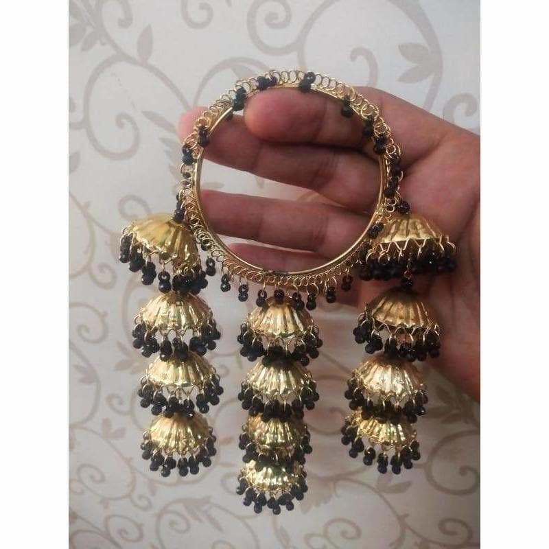 MS Fashion India Gold Color with Black Pearls Hanging Bangles
