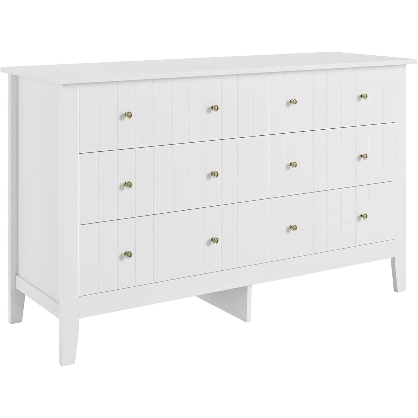 White 6 Drawer Dresser With Deep Space Finish Storage