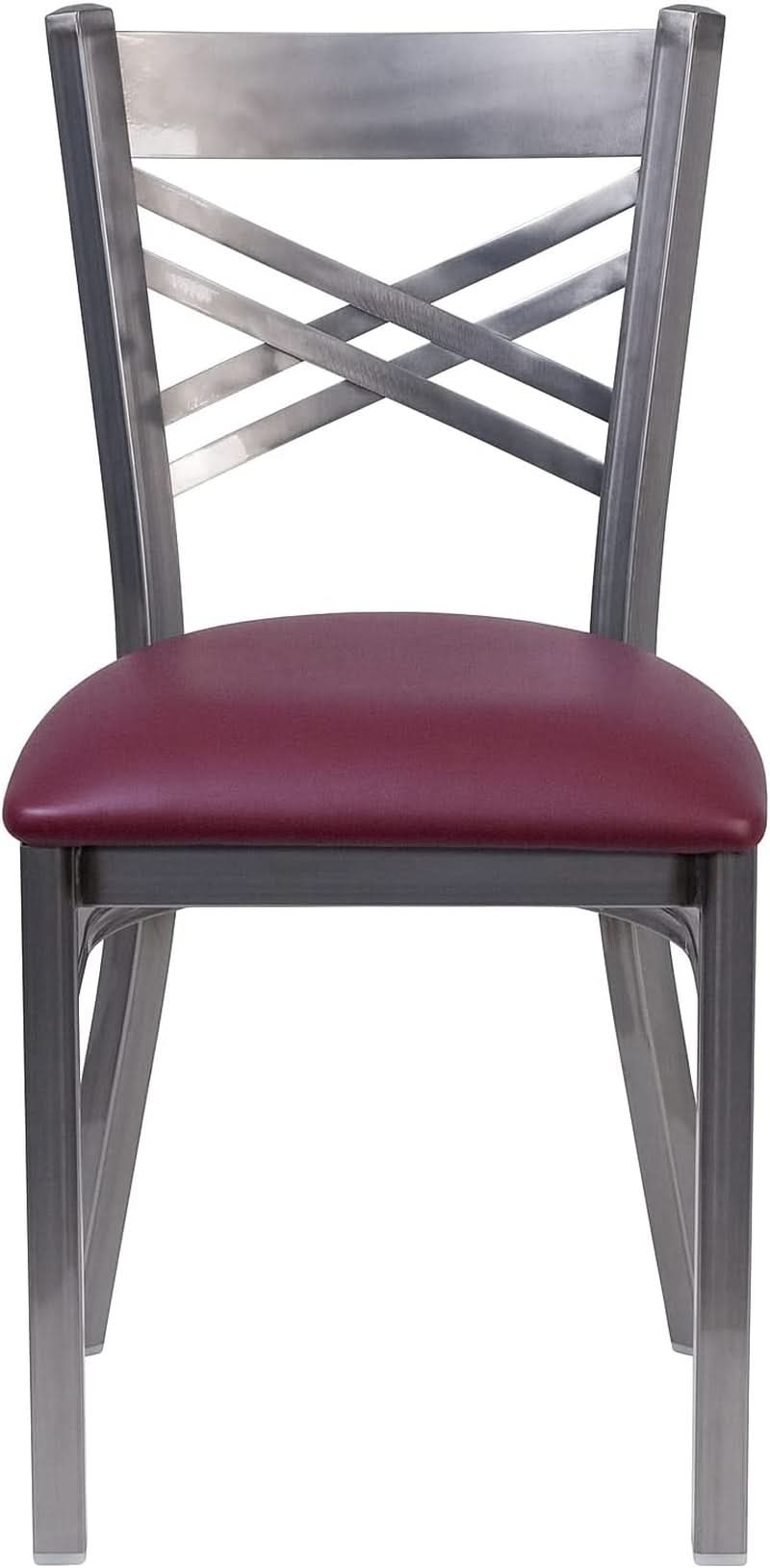 Two Pack Hercules Burgundy Vinyl X Back Metal Dining Chairs For Restaurant Bar And Home Use
