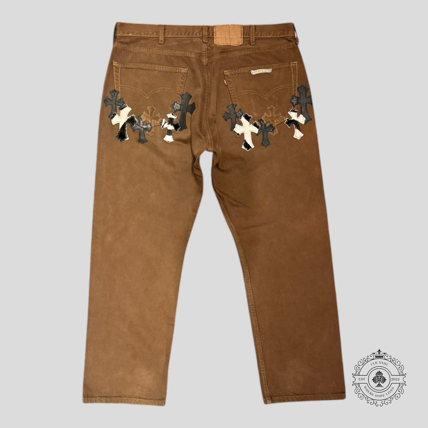 Chrome Hearts Cross Patch Denim Brown / Zebra
