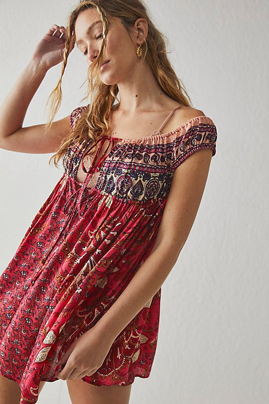 Free People Bali Mariposa Dress, Strawberry Combo, Medium