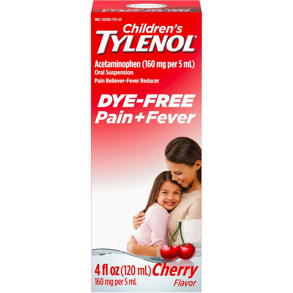 Tylenol Childrens Pain Fever Liquid Dye-Free Cherry 4 Fl Oz