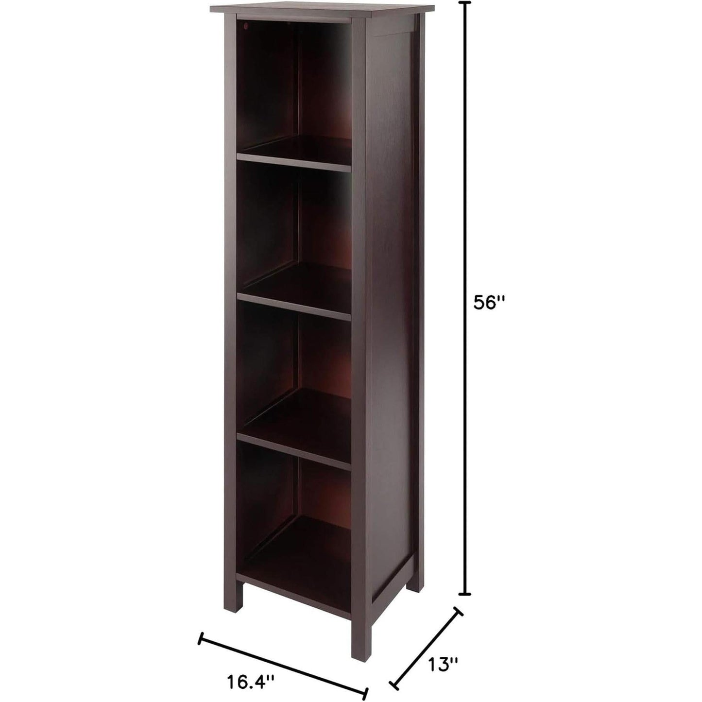 Milan Five Tier Storage Shelf Bookcase In Antique Walnut