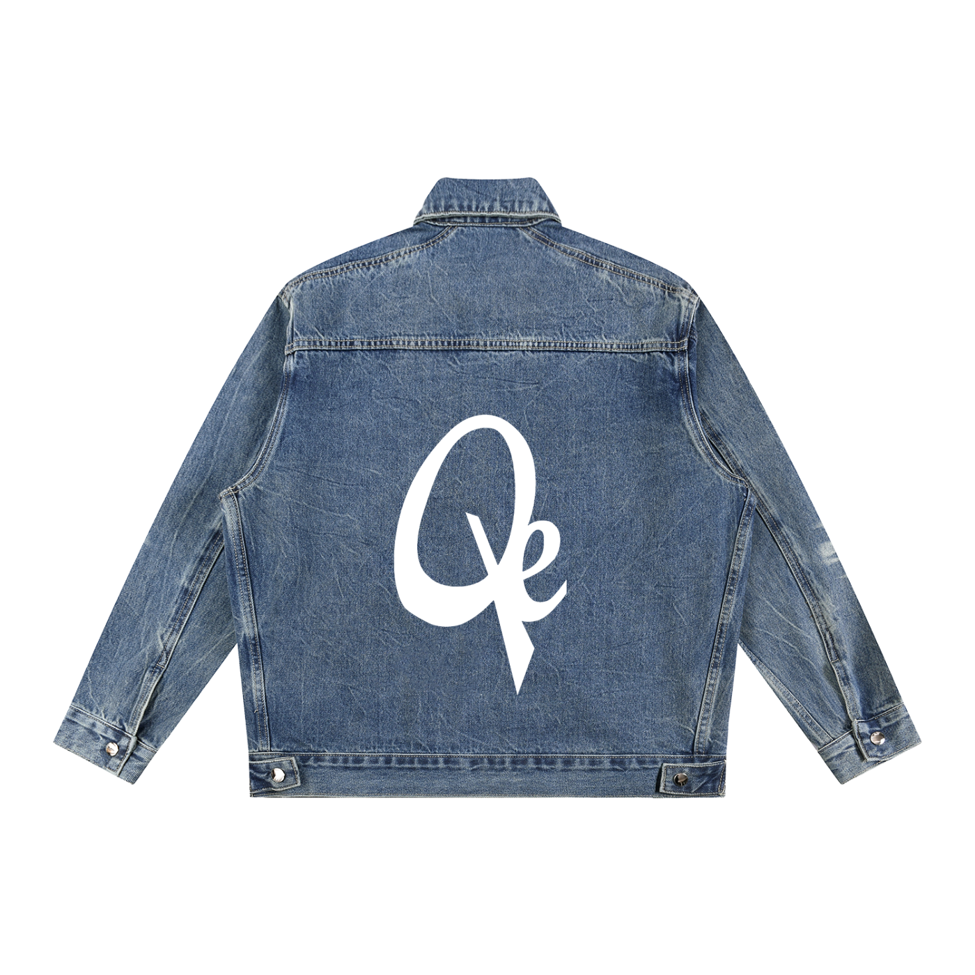 QE Vintage Wash Zip Up Denim Jacket
