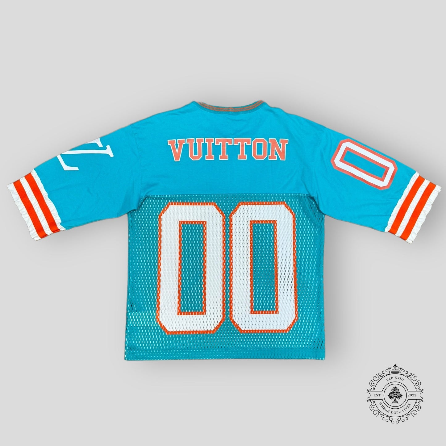 Louis Vuitton Hockey Jersey Tee in Turquoise/Orange