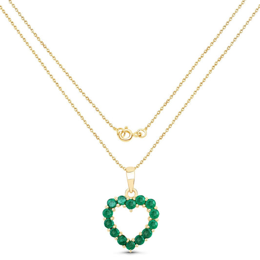0.48 Carat Genuine Zambian Emerald 10K Yellow Gold Pendant