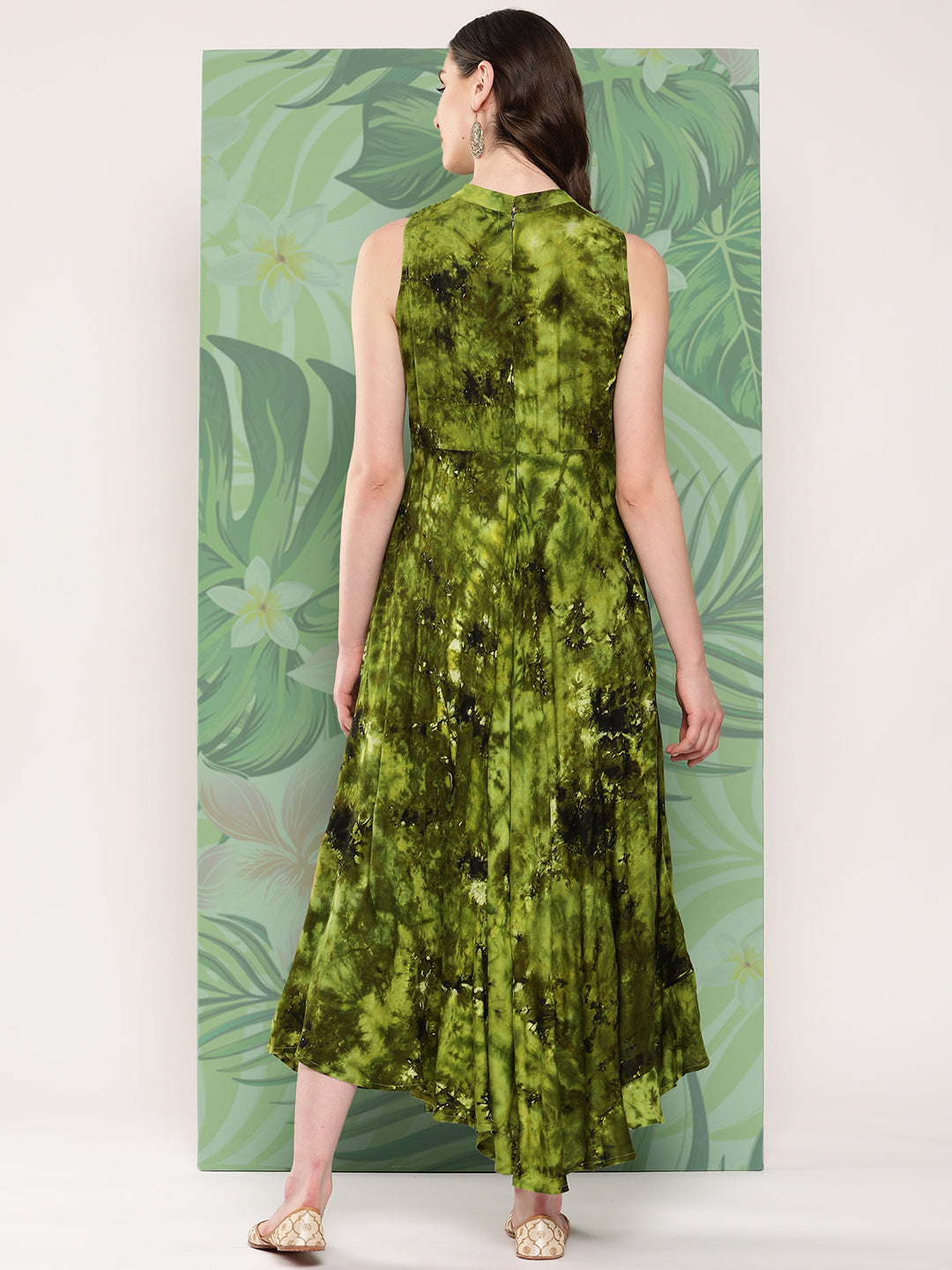 InWeave Women's Green Tie And Die Dress