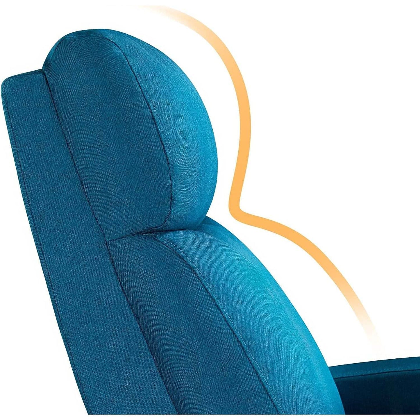 Blue Fabric Pushback Recliner Chair With Soft Armrests