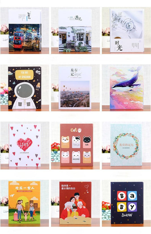 5inch 13.5*9.5cm Photo Album Cartoon Cute Picture Storage Frame 100 Sheets Interleaf Type Memo Scrapbook Paper Baby Family Scrapbook Albums Creative Children Memory DIY Book Gift