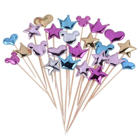 5PCs Love Happy Birthday Cake Toppers Heart Stars And Crown Stars In Various Shapes And Colors Acrylic Cake Topper Happy Birthday Cake Topper Cake Decoration Crown Stars Cupcake Topper Flags For Wedding Kids Birthday Party Supplies Cake Decoration