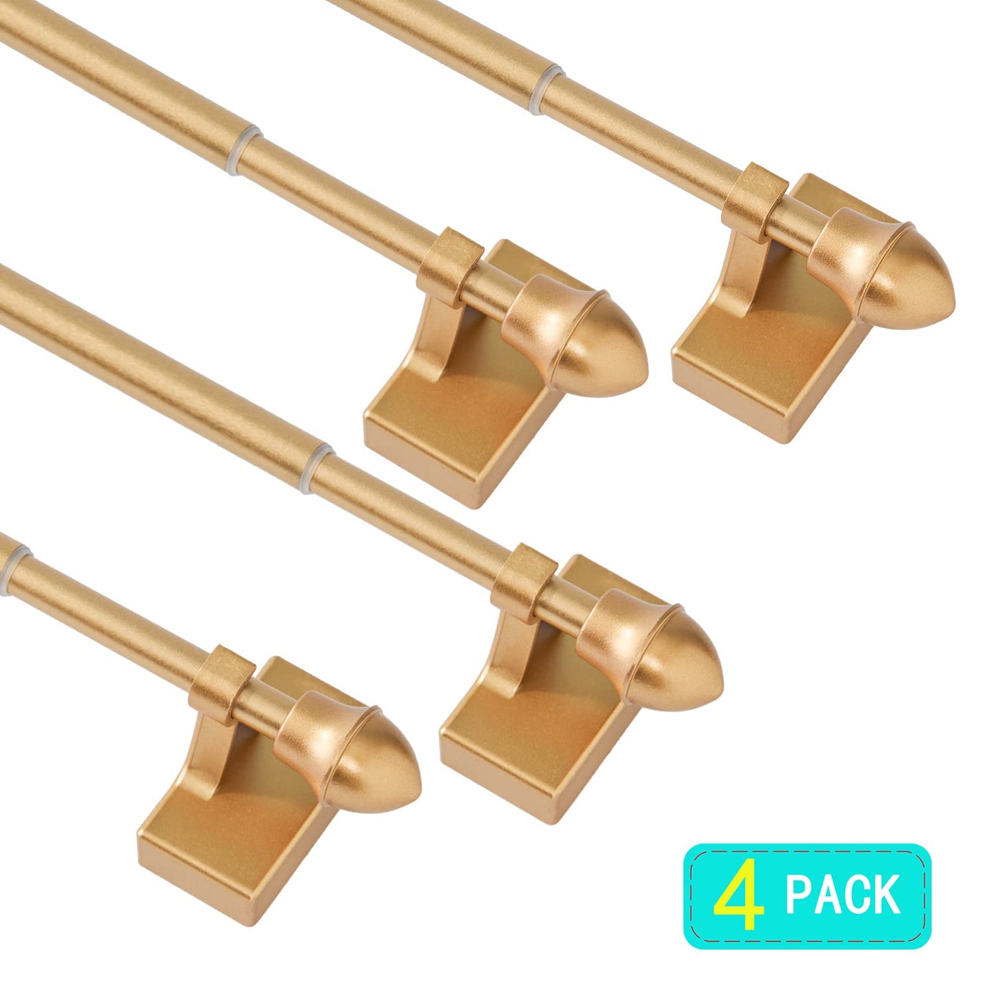 LaigenGanzi Magnetic Curtain Rods Adjustable 9-16in Gold 4 Pack