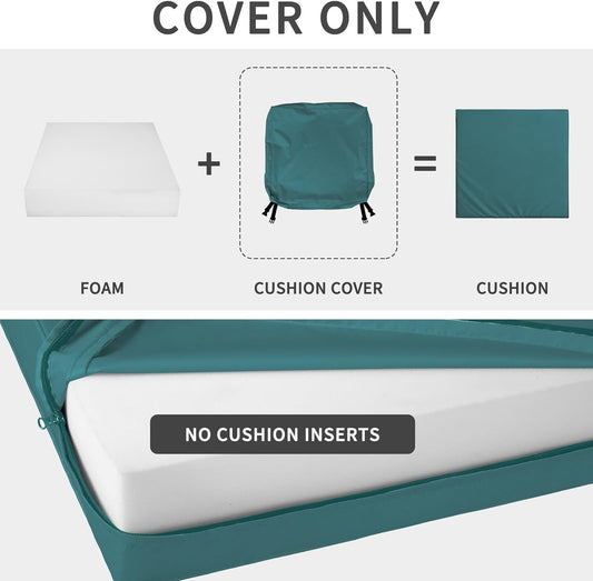 Easy-Going Waterproof Patio Outdoor Cushion Covers Replacement 22x20x4 inch 2 Pa