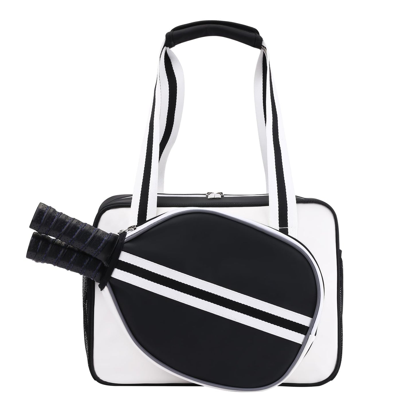 SPOENGRU PU Leather Pickleball Paddle Bag Small Black Fashion Tote
