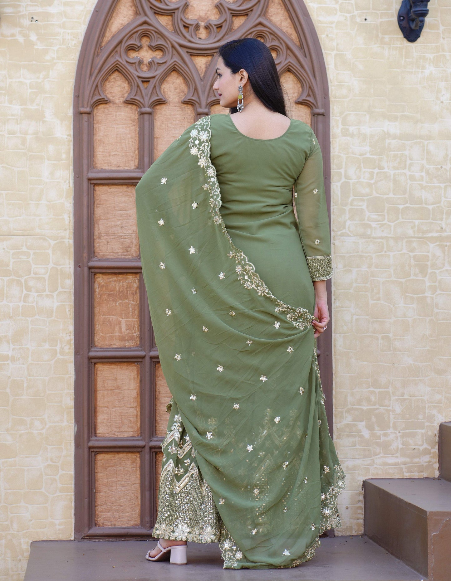 Yash Enterprise Latest Georgette Embroidery Pista Readymade Salwar Suit