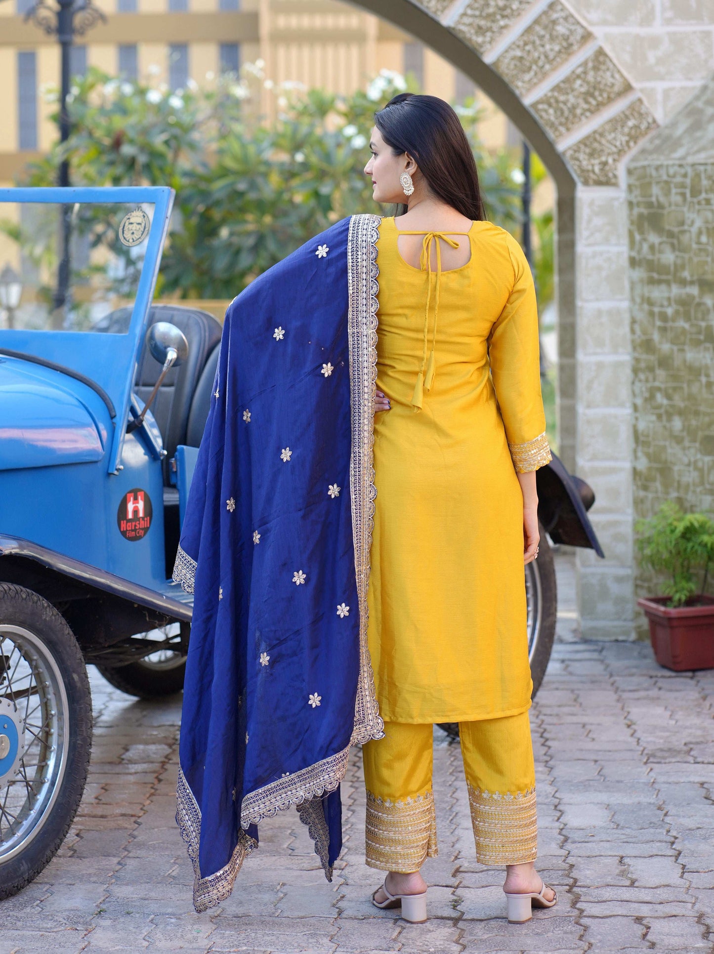 Yash Enterprise Yellow Heavy Sequence Embroidery Salwar Suit Set