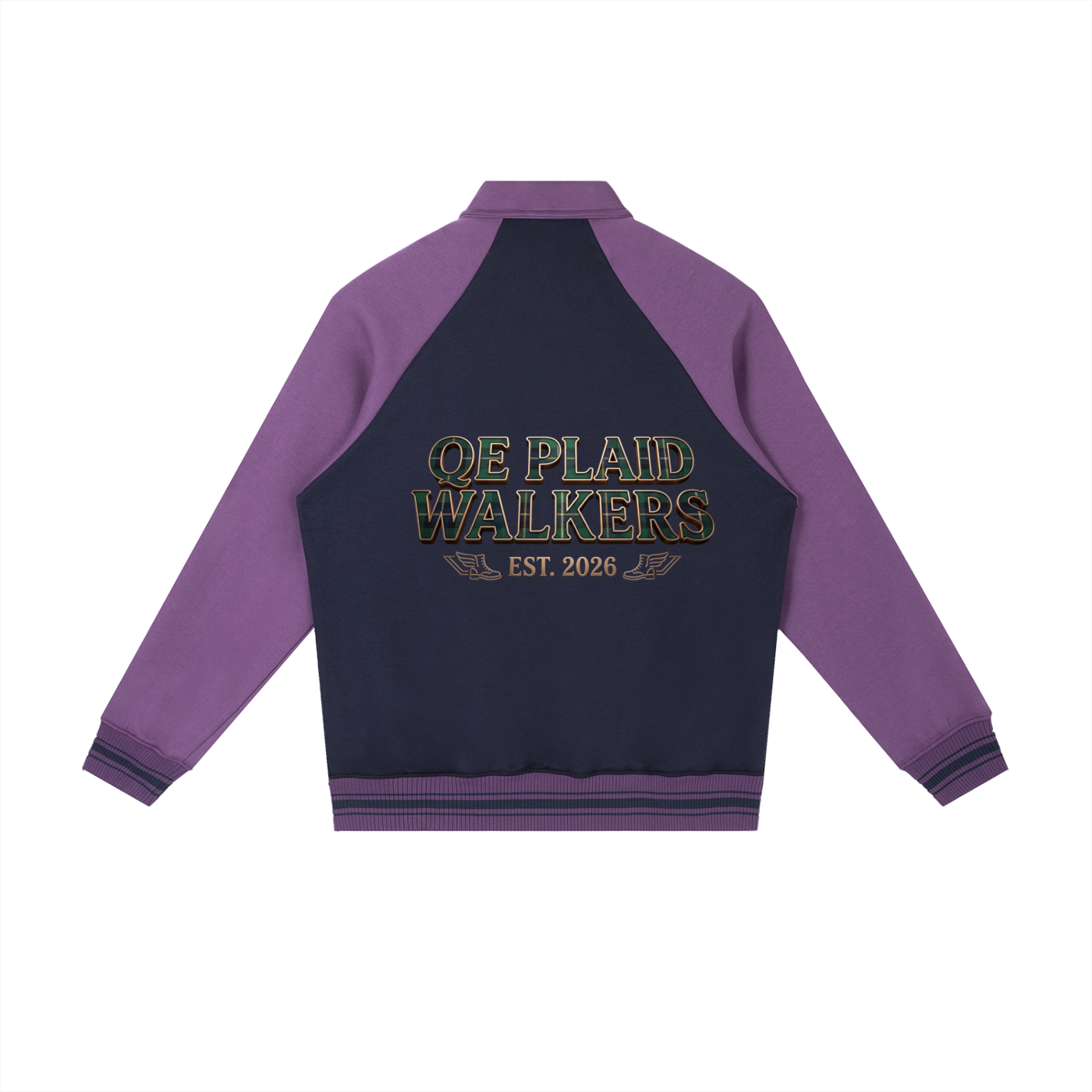 QE Plaid Walkers Sleeve Baseball Jacket