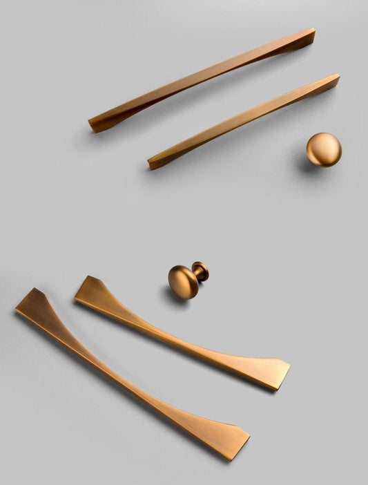 6PCS Set Nordic Modern Glam Brushed Bronze Drawer Knobs Kitchen Door Handles Cupboard Door Handle Cabinet Handles for Furniture Hardware Brushed Brass Handle Modern Minimalist Cabinet Pull Drawer Handle Wardrobe Cabinet Hardware