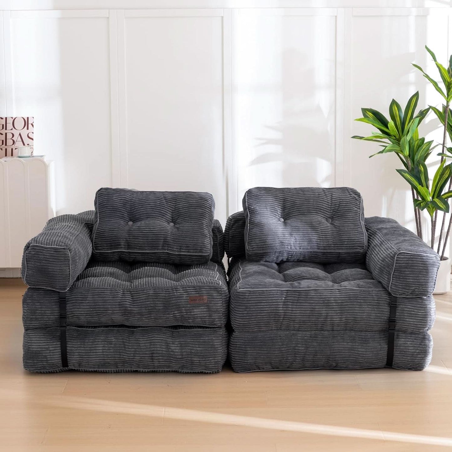 L Shaped Folding Sofa Bed Grey Convertible Sleeper Sofa