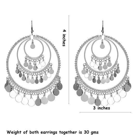 Silver-Plated Alloy Round Silver Earrings - The Pari