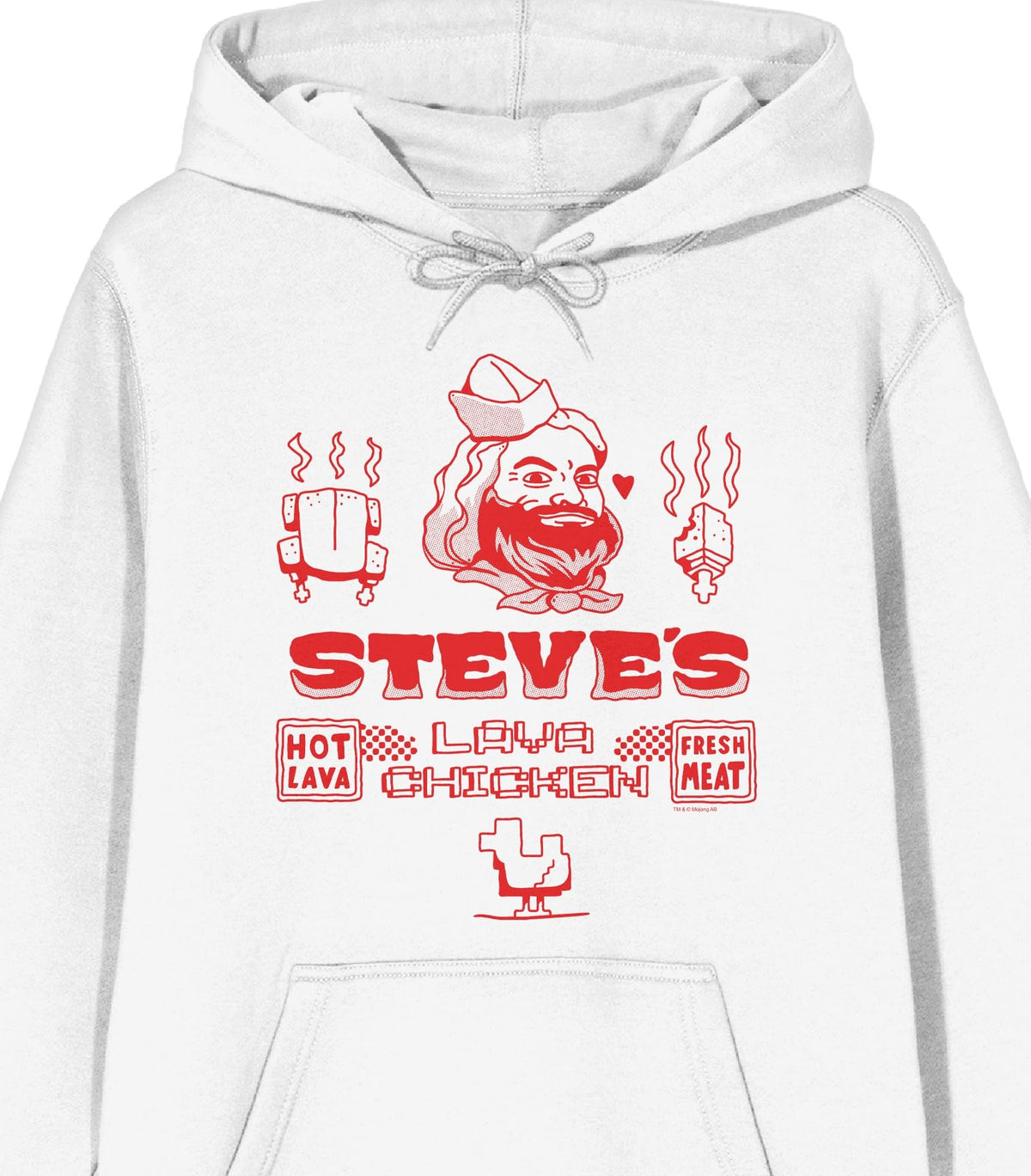 Minecraft Movie Steve's Lava Adult White Long Sleeve Hoodie-Large