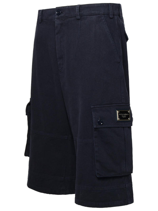 Dolce & Gabbana Blue Cotton Cargo Bermuda Shorts Men