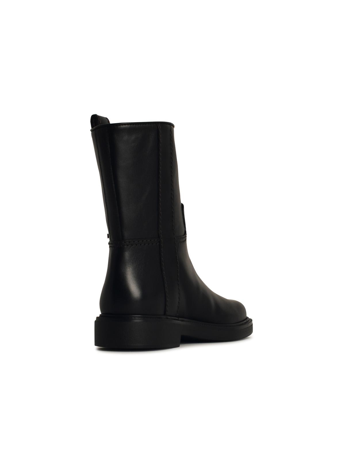 Tod's Black Leather Ankle Boots Women