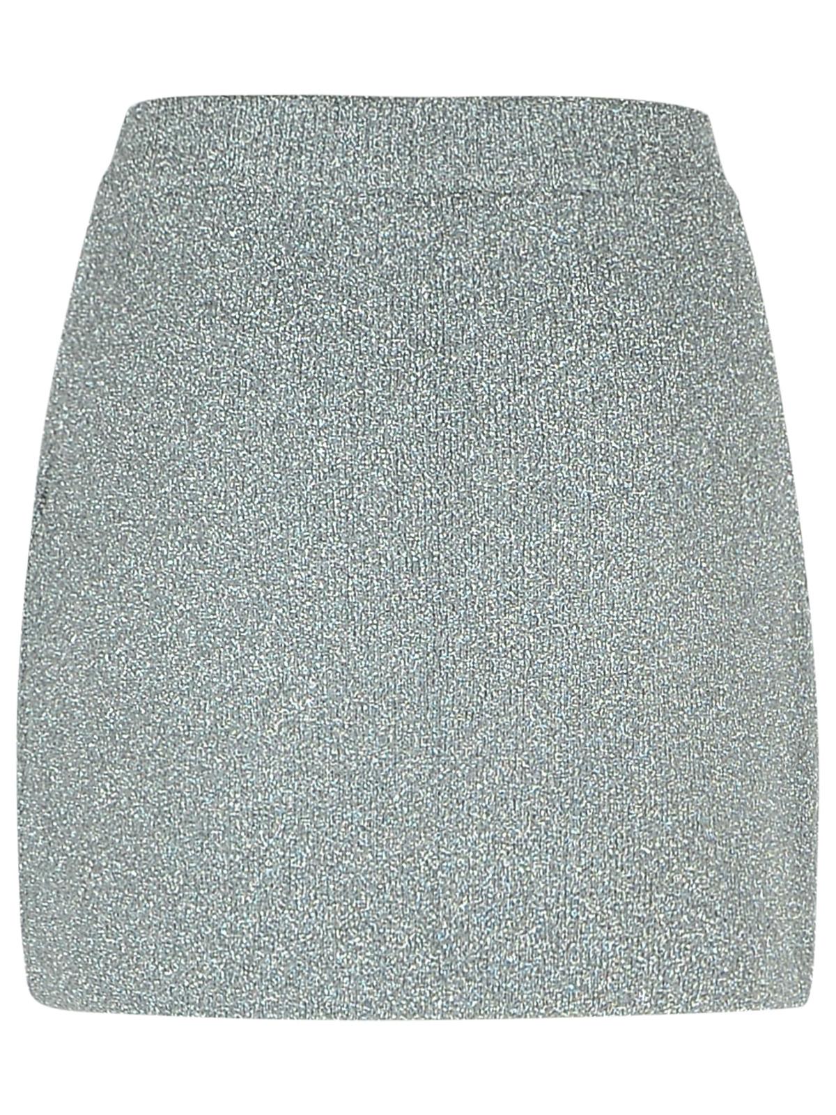 Ganni 'Sparkle' Silver Wool Blend Miniskirt Women
